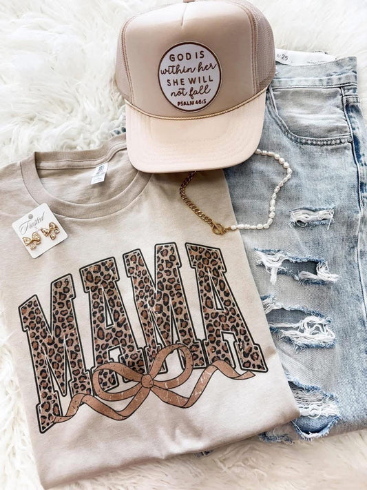 Mama cheetah with bow tee