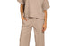 Ribbed short sleeve pant set - khaki