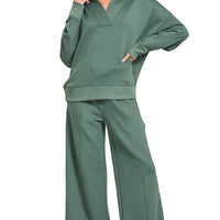 Collard Long sleeve ribbed set- Green