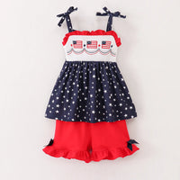 Smocked Flag Trio Girl Set