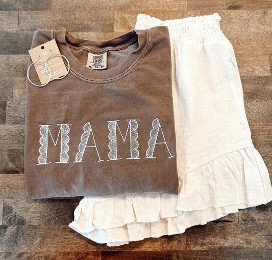 Embroidered coffee Mama tee- L