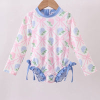 Blue bow floral Rashguard