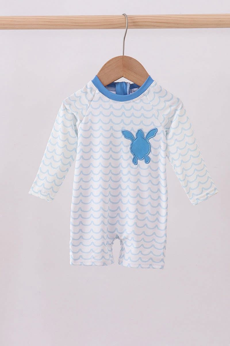 Blue turtle one piece swimsuit