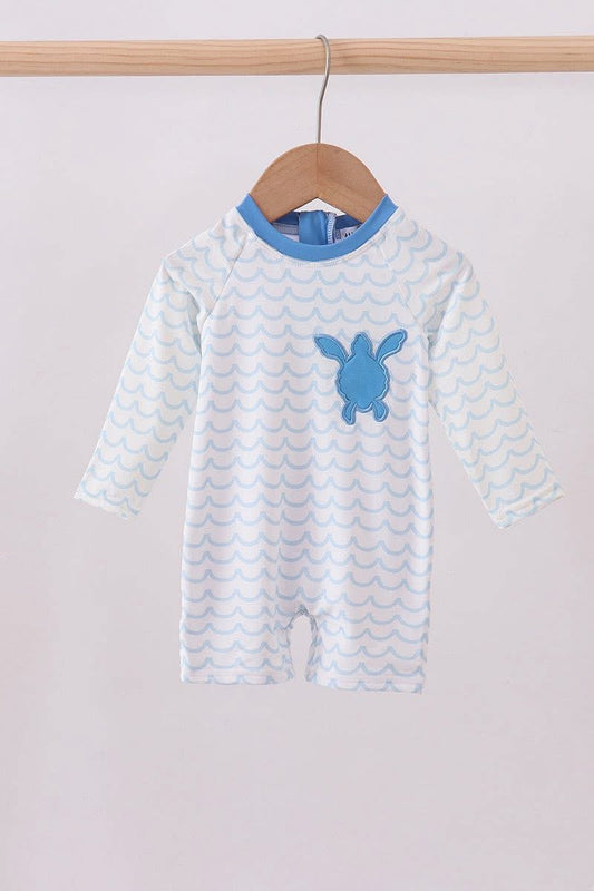 Blue turtle one piece swimsuit
