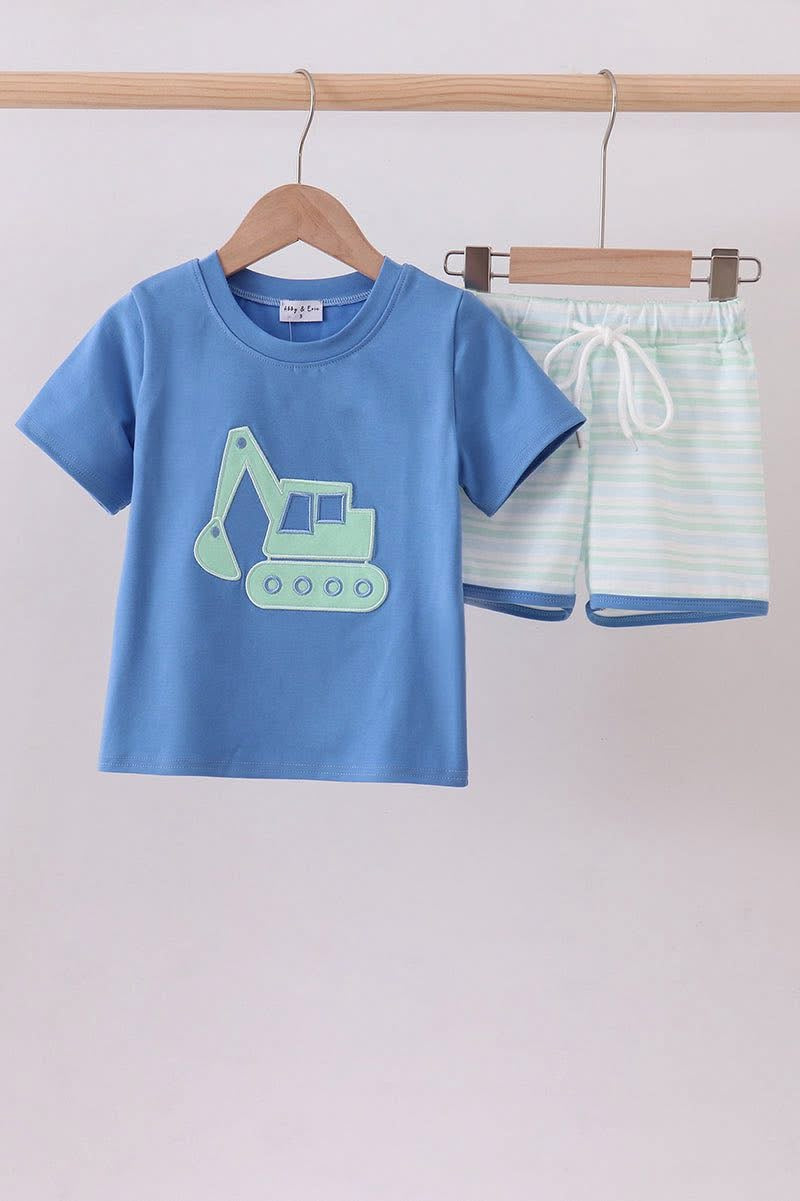 Blue excavator short set