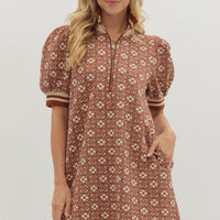 Puff sleeve rust dress