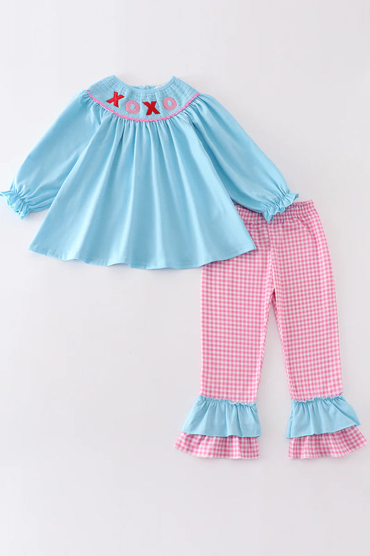 XOXO girls gingham pant set