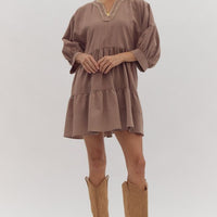Mocha tiered dress