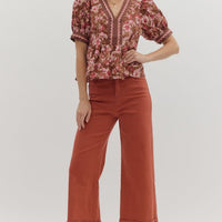 Chocolate floral blouse