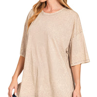 Acid wash boyfriend tee- ash mocha