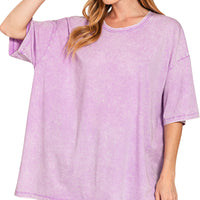Acid wash boyfriend tee- b lavender