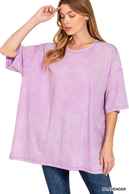 Acid wash boyfriend tee- b lavender