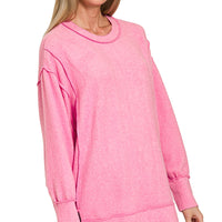 Brushed oversized sweater-candy pink