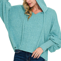 Balloon sleeve hoodie- dusty teal