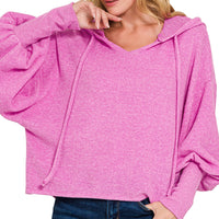 Balloon sleeve hoodie- mauve