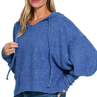 Balloon sleeve hoodie- lt navy