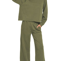 Sweatshirt top & pant set - olive