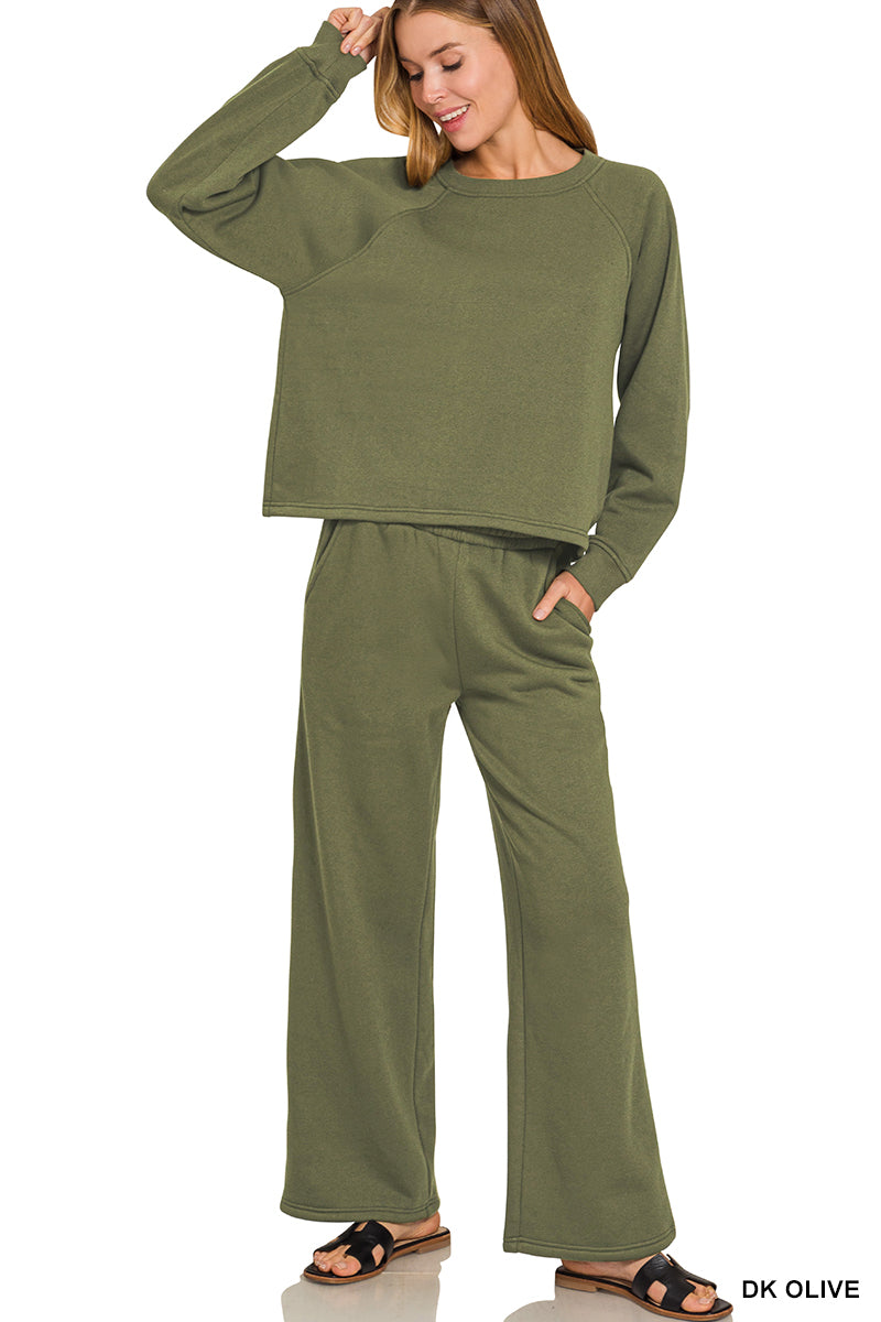 Sweatshirt top & pant set - olive
