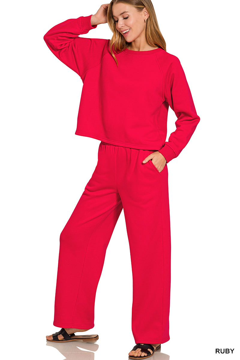 Sweatshirt top & pant set - red
