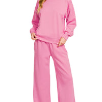 Scuba pullover + pant set - candy pink
