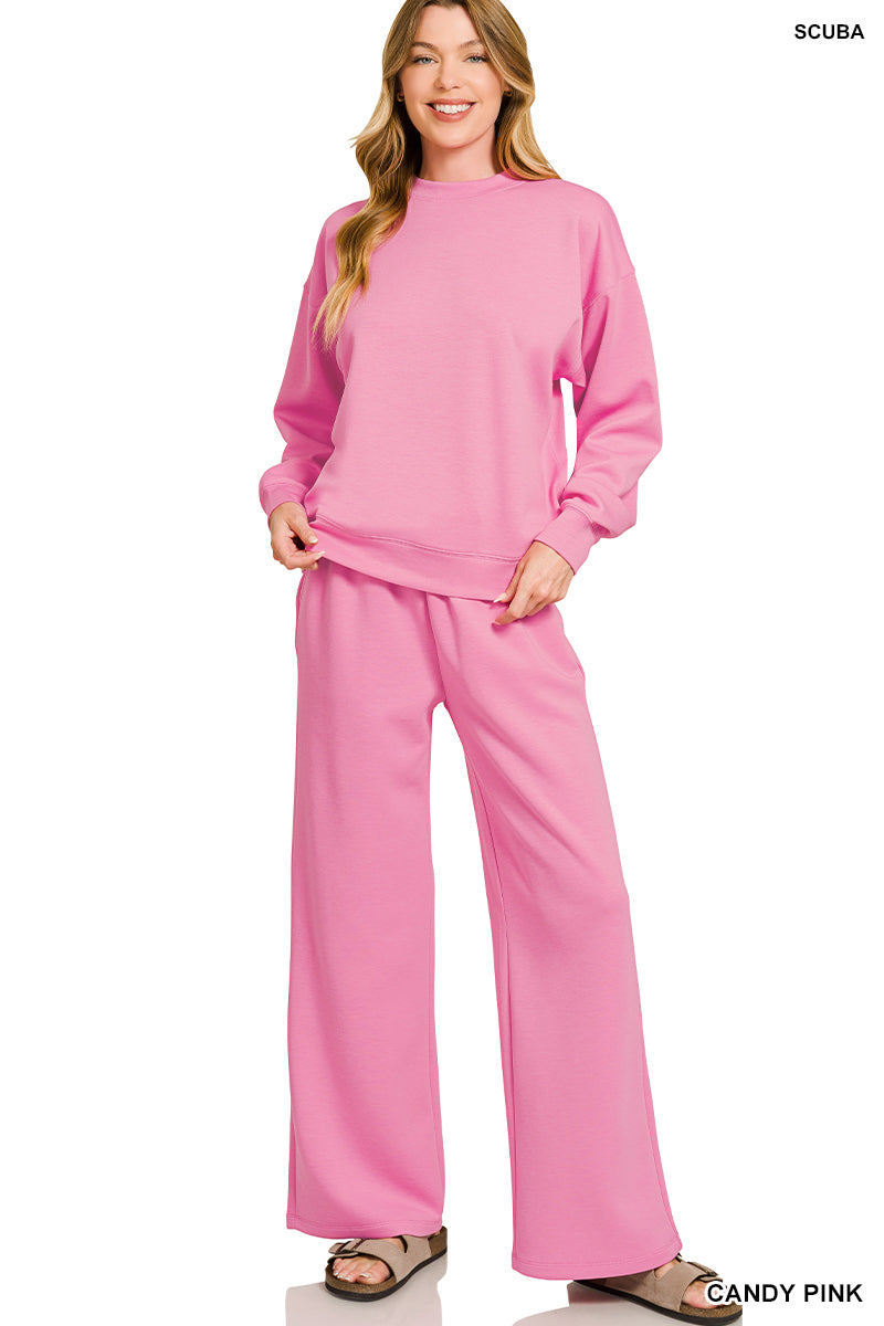 Scuba pullover + pant set - candy pink