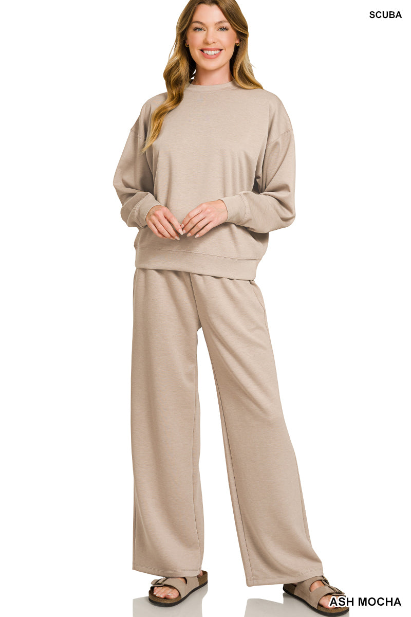 Scuba pullover + pant set - ash mocha