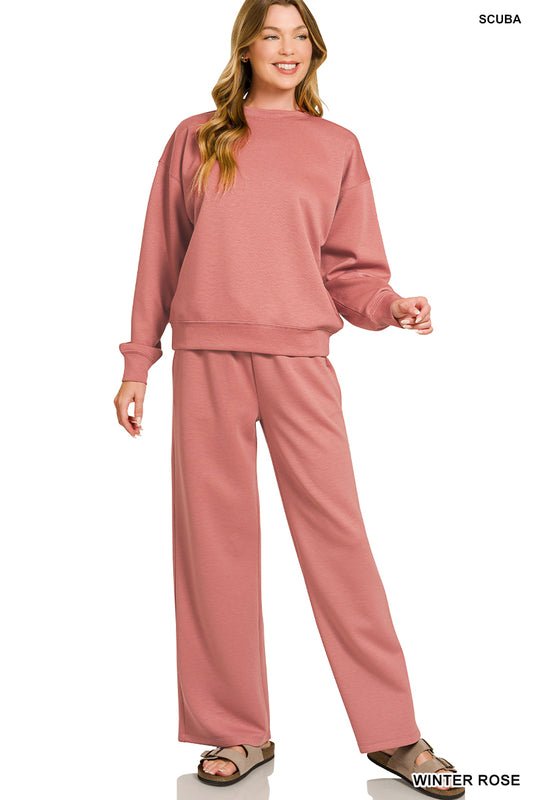 Scuba pullover + pant set - winter rose