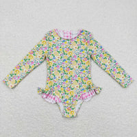 Yellow floral swim Rashgaurd