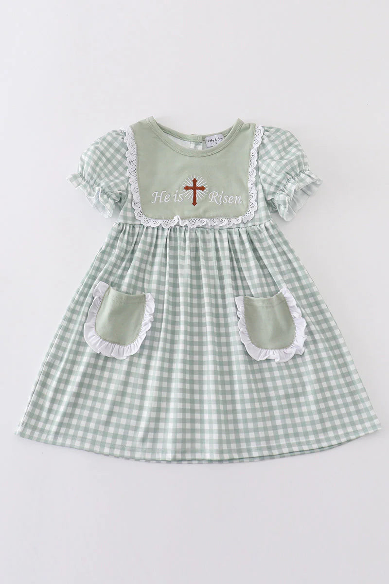 Sage He is risen girls dress