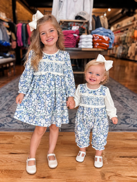 Vintage floral smocked romper