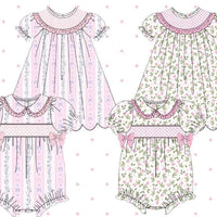 Pink floral smocked dress
