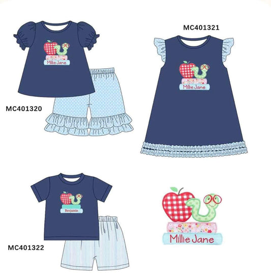 Appliqué boys back to school set