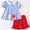 Blue back to school appliqué girls set
