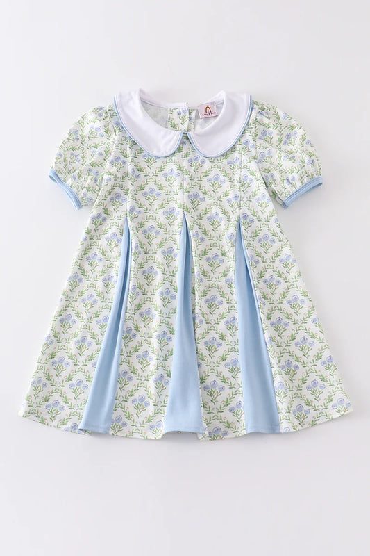 Blue floral girls dress
