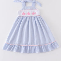 Pink whale seersucker dress