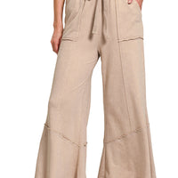 Acid wash flare hem pants- ash mocha
