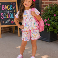 Scallop back to school short set