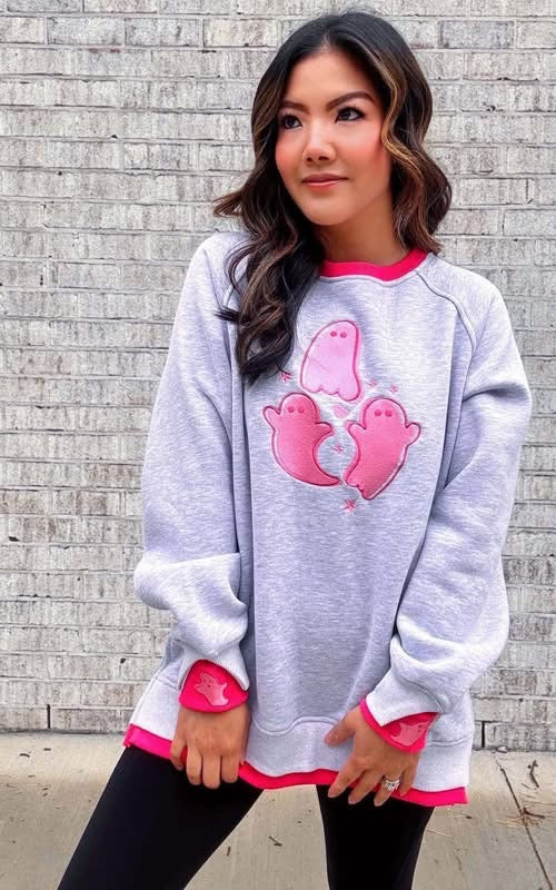 Embroidered layered ghost sweatshirt