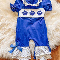 Paw print trio girls romper