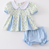 Blue floral baby bloomer