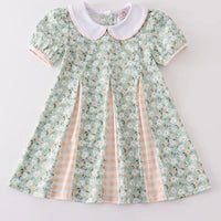 Green floral girls dress