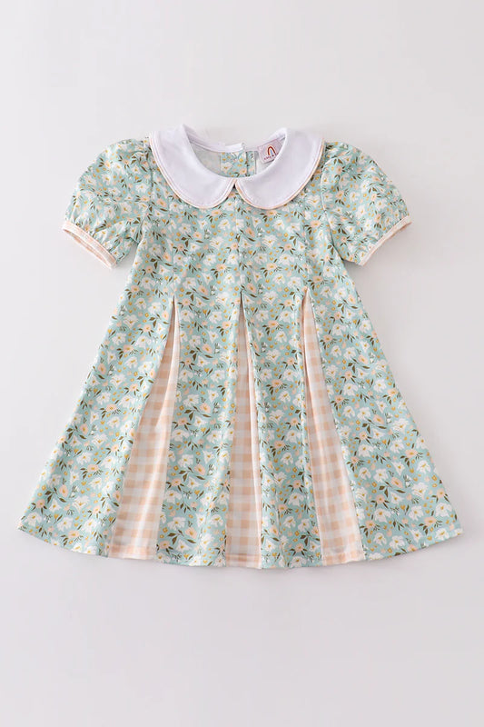 Green floral girls dress