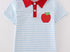 Blue stripe apple embroidery top