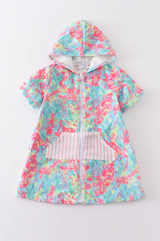 Floral girls swim cover up