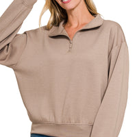 Quarterzip pullover- cocoa