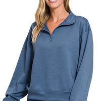 Quarterzip pullover- dusty blue