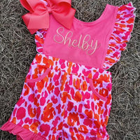 Pink Leopard Romper-includes name