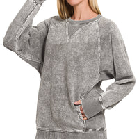 Acid wash French Terry pullover - ash black