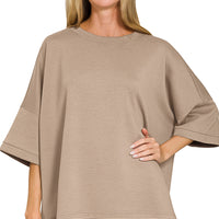 Scuba round top with side slits- cocoa