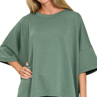 Scuba round top with side slits-dk forest